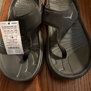Hoka Black and Gray Recovery Sandals